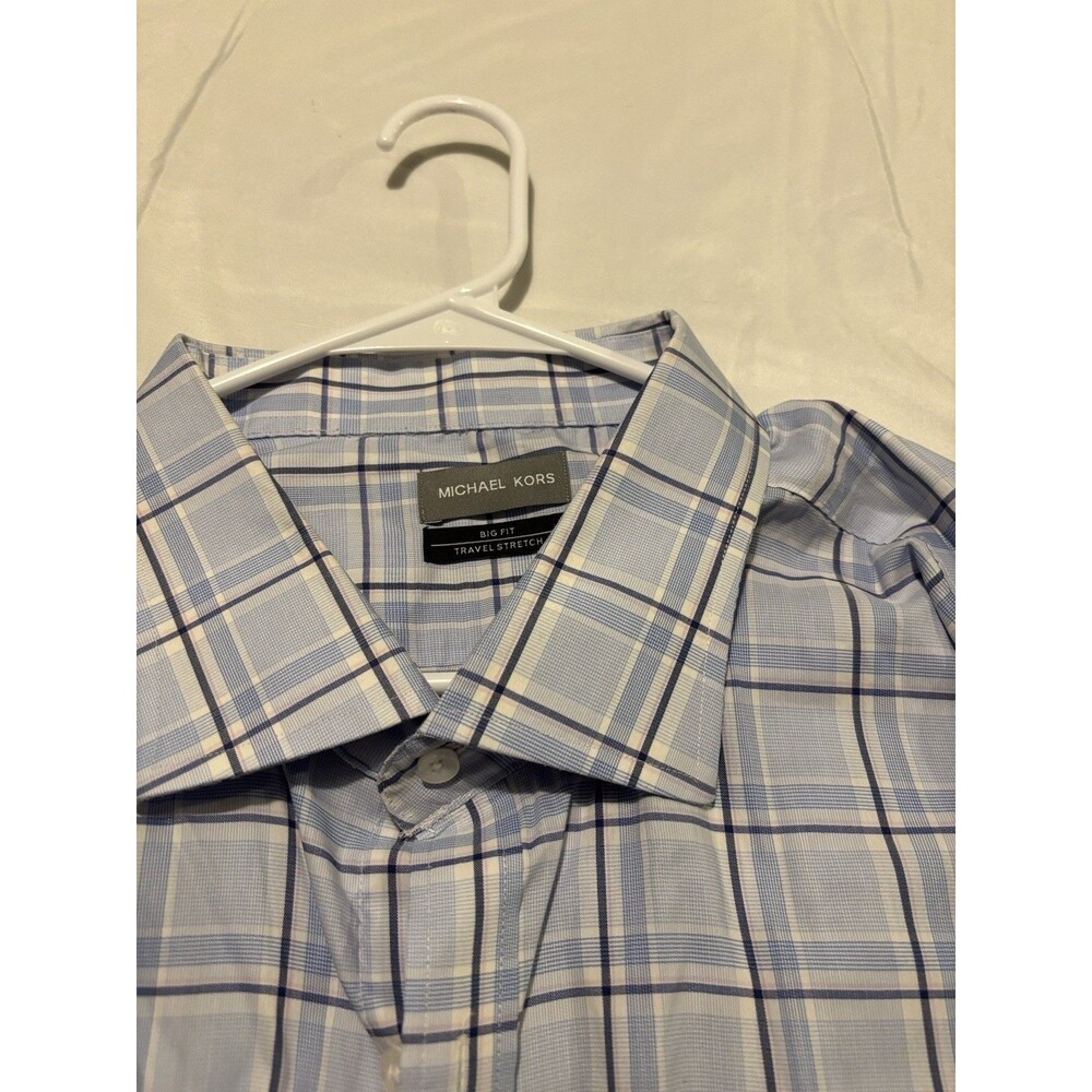 Michael Kors Big And Tall Neck 20” Blue Plaid